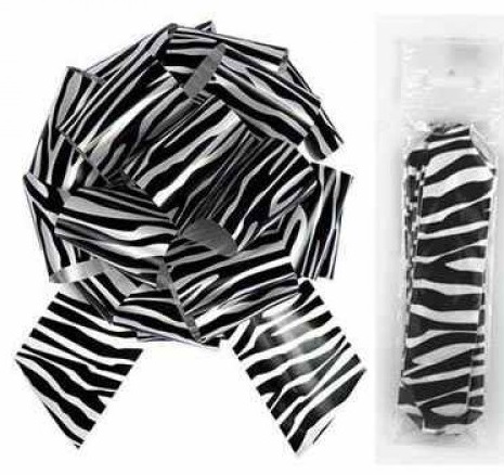 Pull Bow Animal Print Zebra Black & White 5 inch